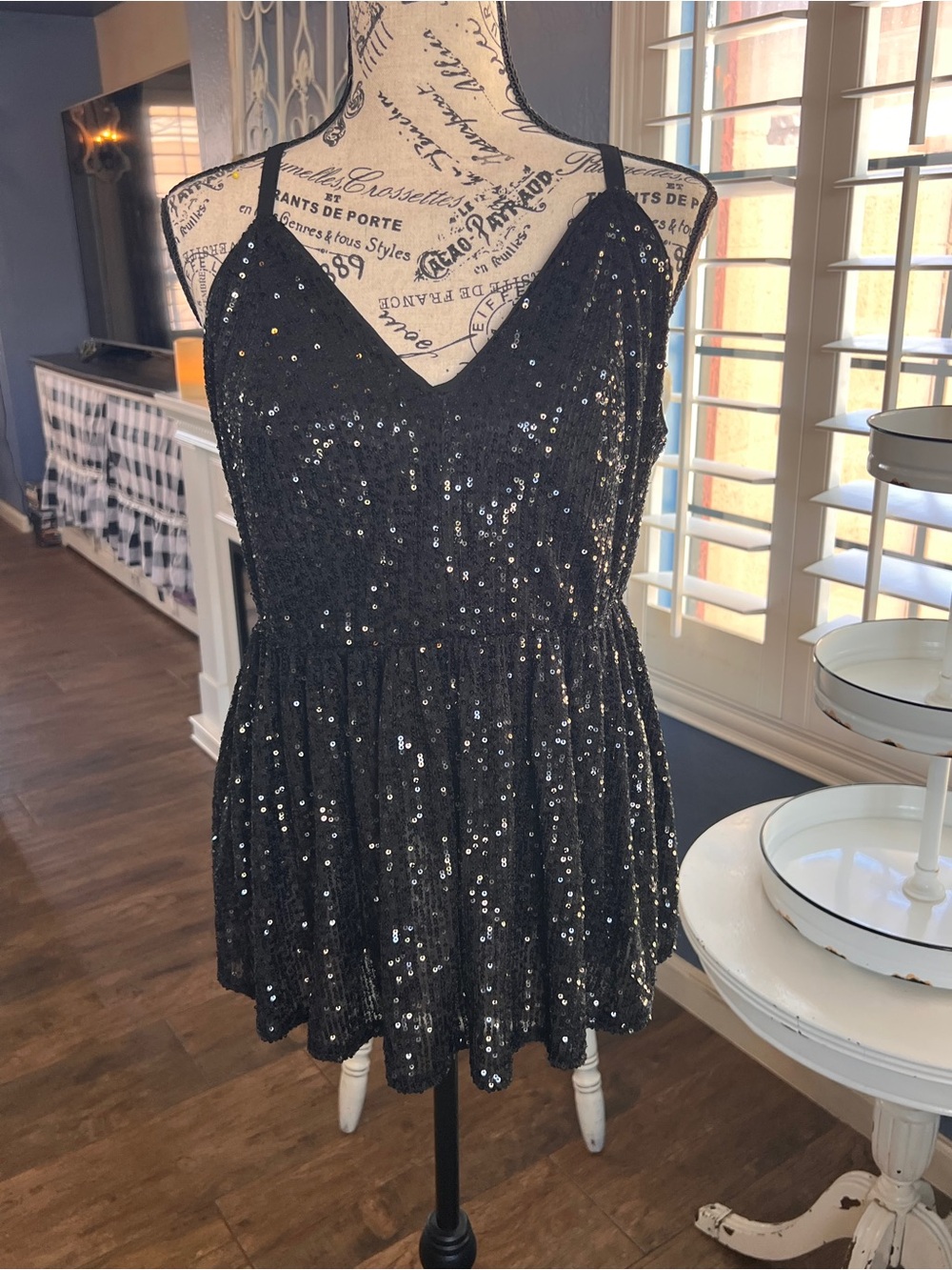 torrid Black Sequined Spaghetti Strap blouse